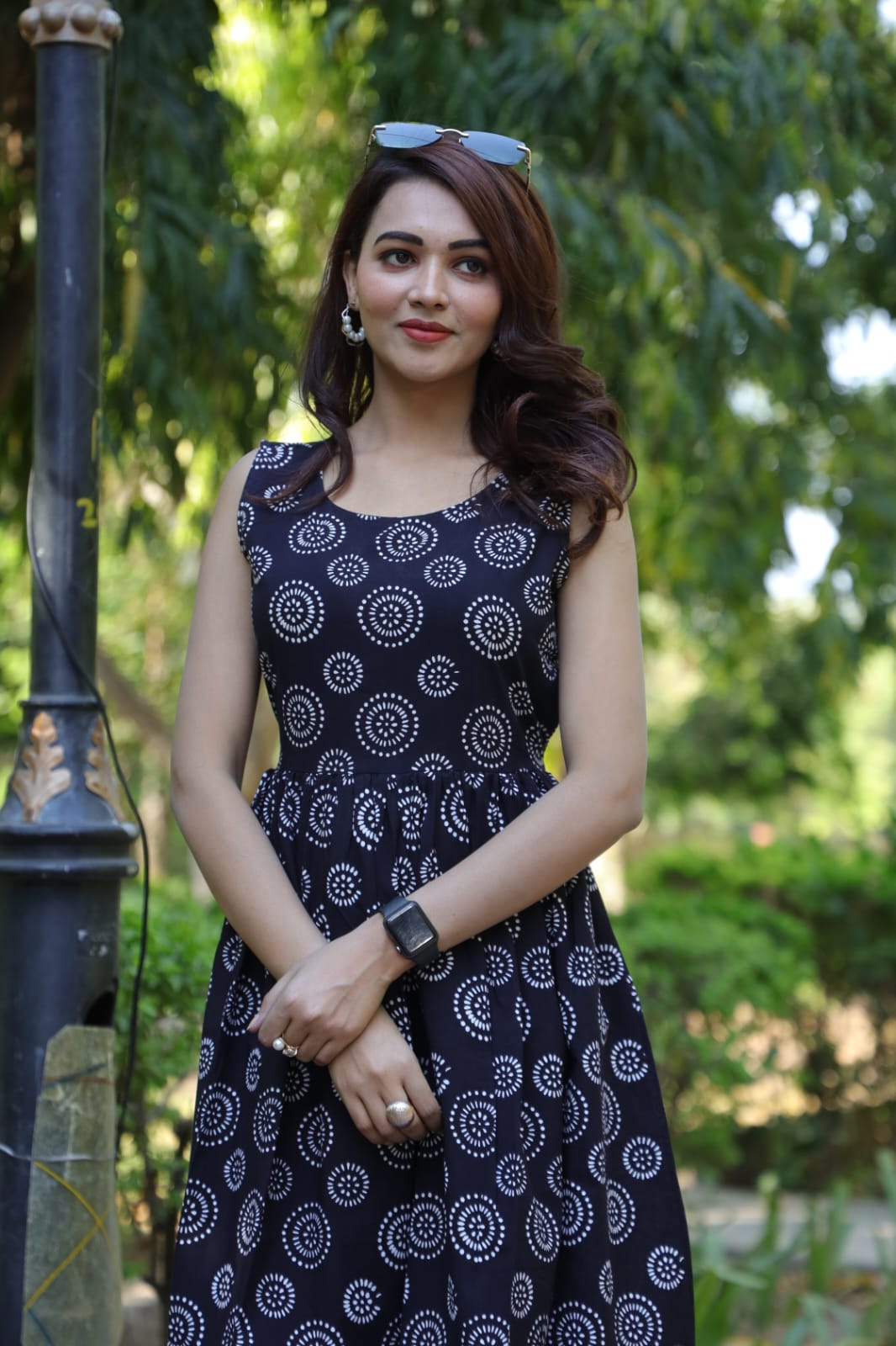 Black Sleeveless Handblock Cotton Dress