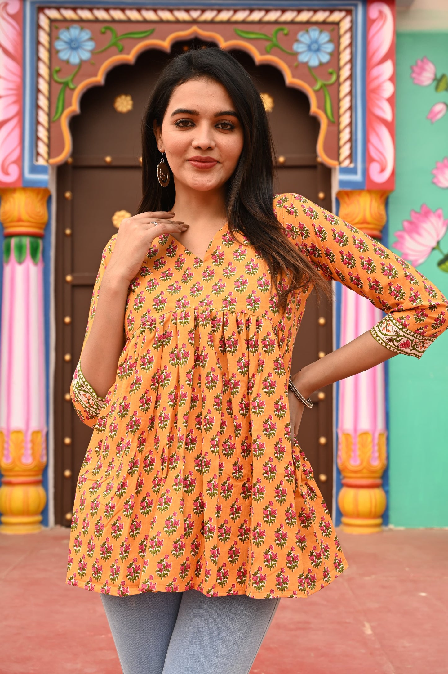 Women’s Yellow Floral Cotton Top