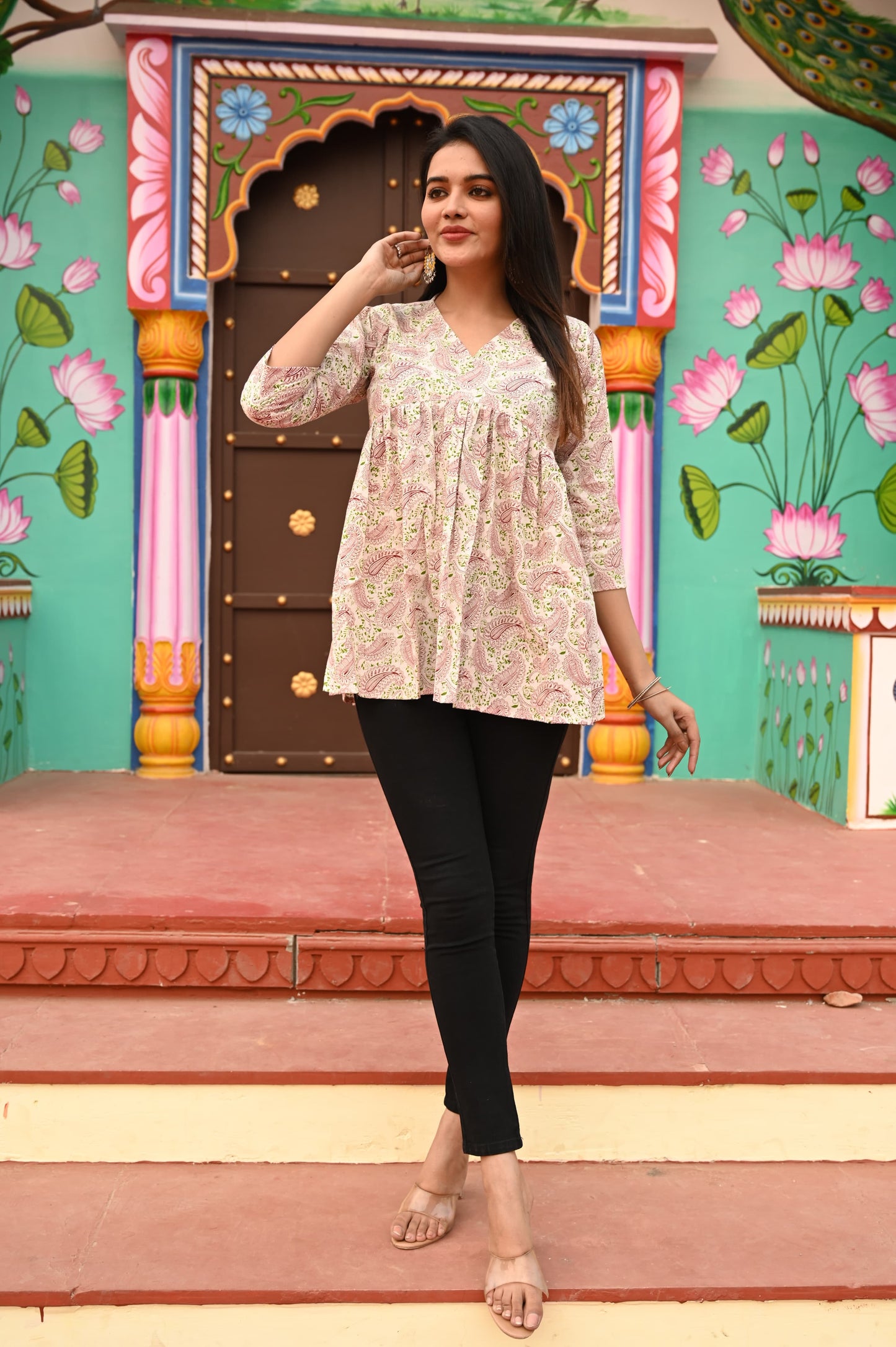 Women’s Pink Paisley Cotton Top