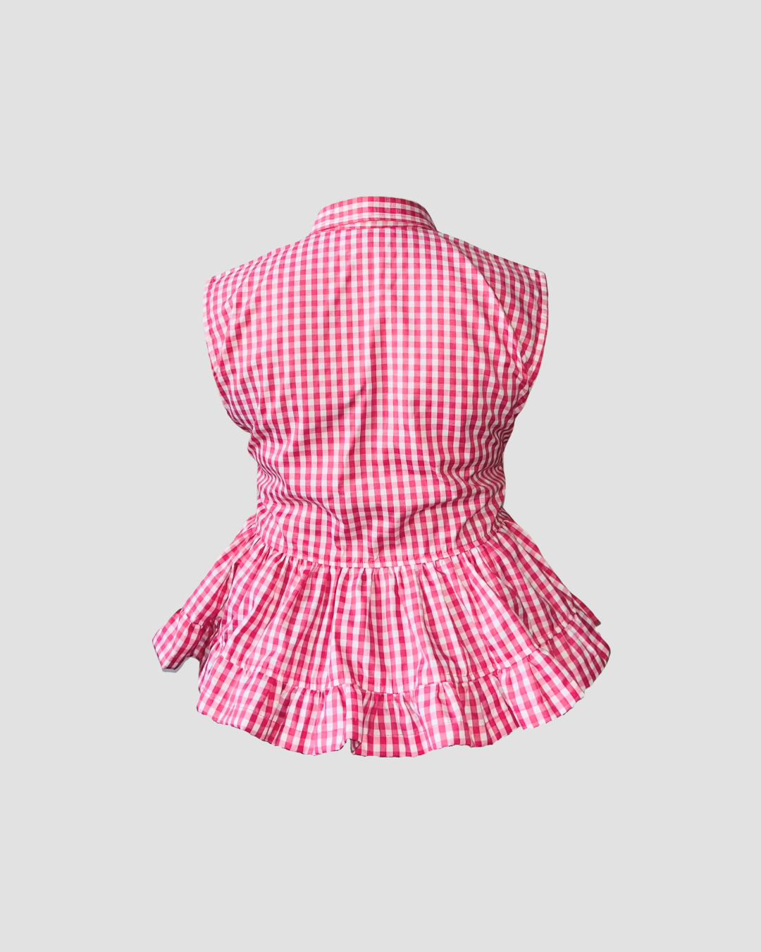Pink Gingham Peplum Top