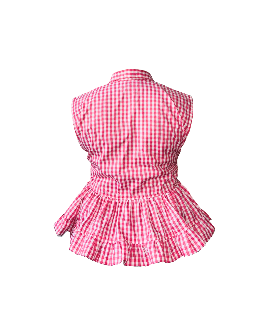 Pink Gingham Peplum Top for Women