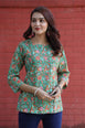 Forest Green Floral Bagru Print Kurti