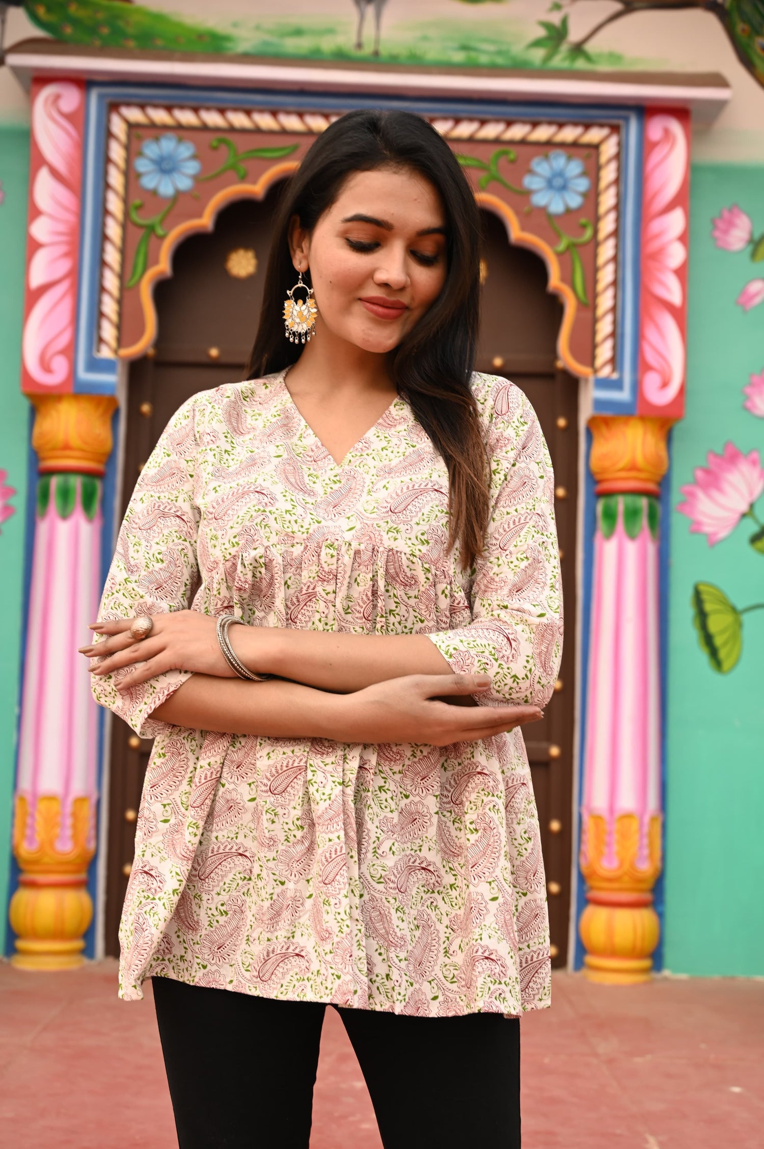 Women’s Pink Paisley Cotton Top